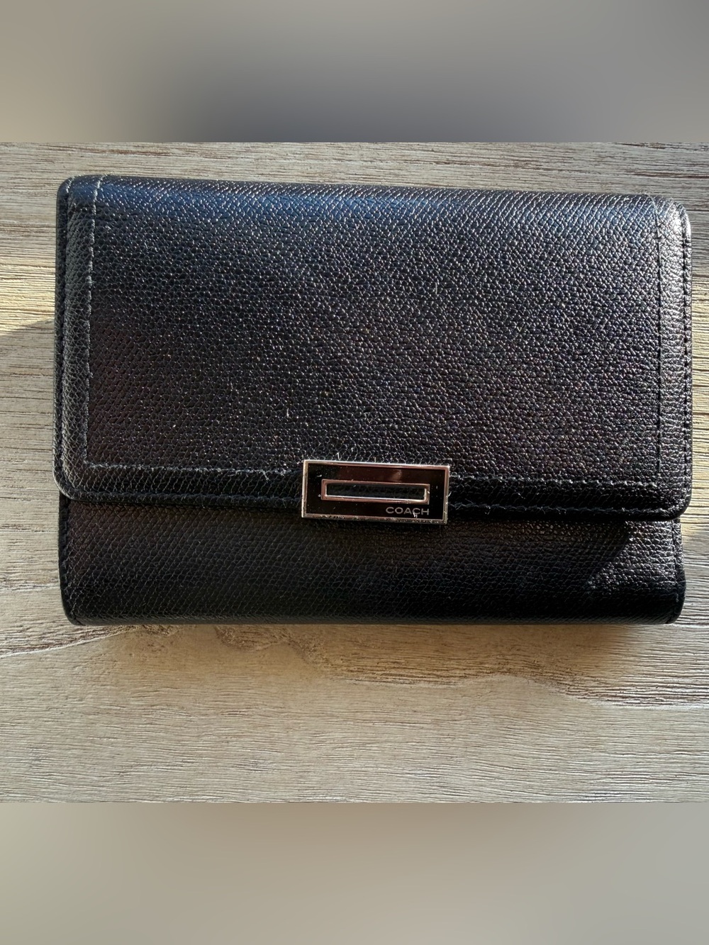 Coach Saffiano Textured Leather Tri-Fold Wallet